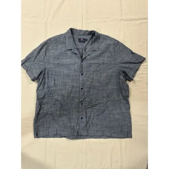 Vineyard Vines Button Up Cabana Shirt Mens 2XL Blue Classic Fit Short Sleeve - Picture 1 of 6